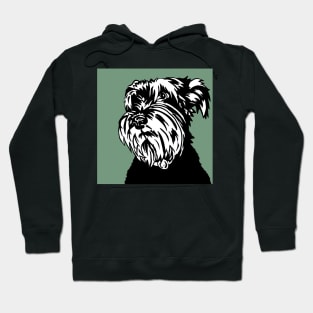 Sally the Miniature Schnauzer Dog Linoprint on Green Background Hoodie